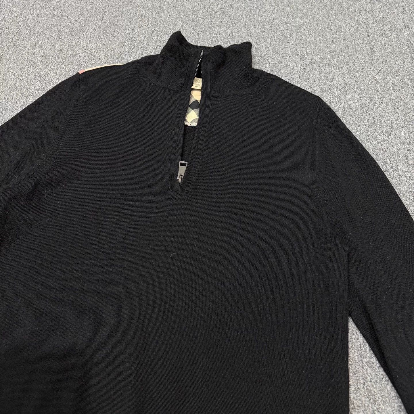 Burberry Burberry Black Half-Zip Wool-Knit Sweater M 99 New Size M / US 6-8 / IT 42-44 - 3 Thumbnail