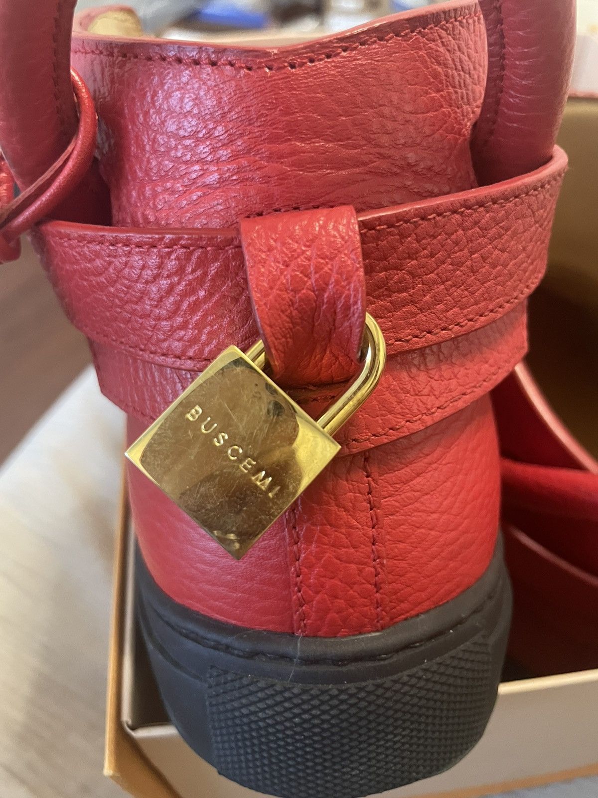 Buscemi BUSCEMI B Court Men's Red Leather High Top Size US 10 / EU 43 - 4 Thumbnail