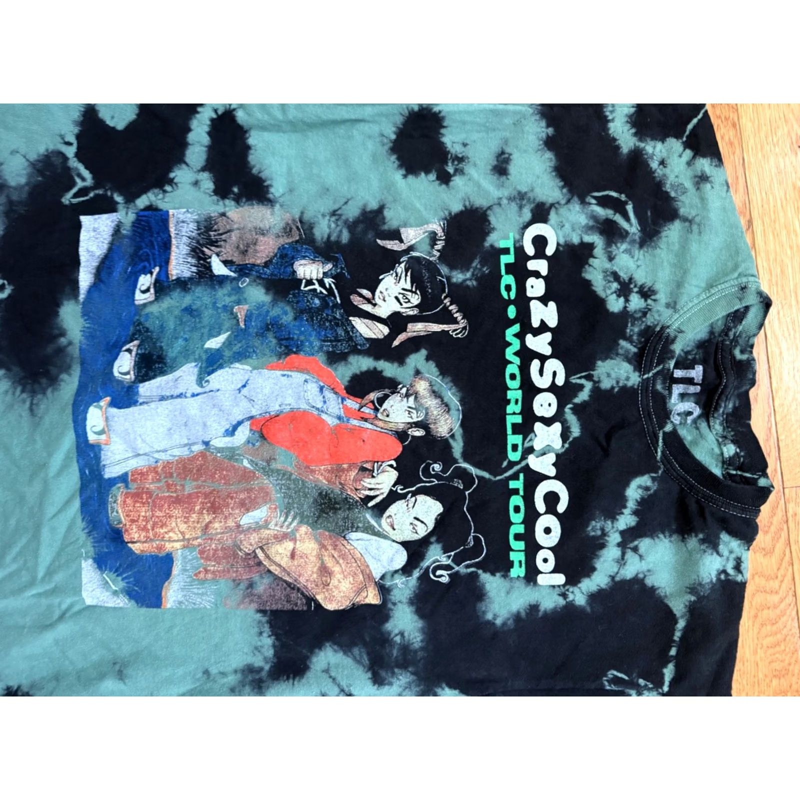 Vintage TLC Crazy Sexy Cool World Tour Black & Green Tie Dye T-Shirt Size Medium Size US M / EU 48-50 / 2 - 4 Thumbnail