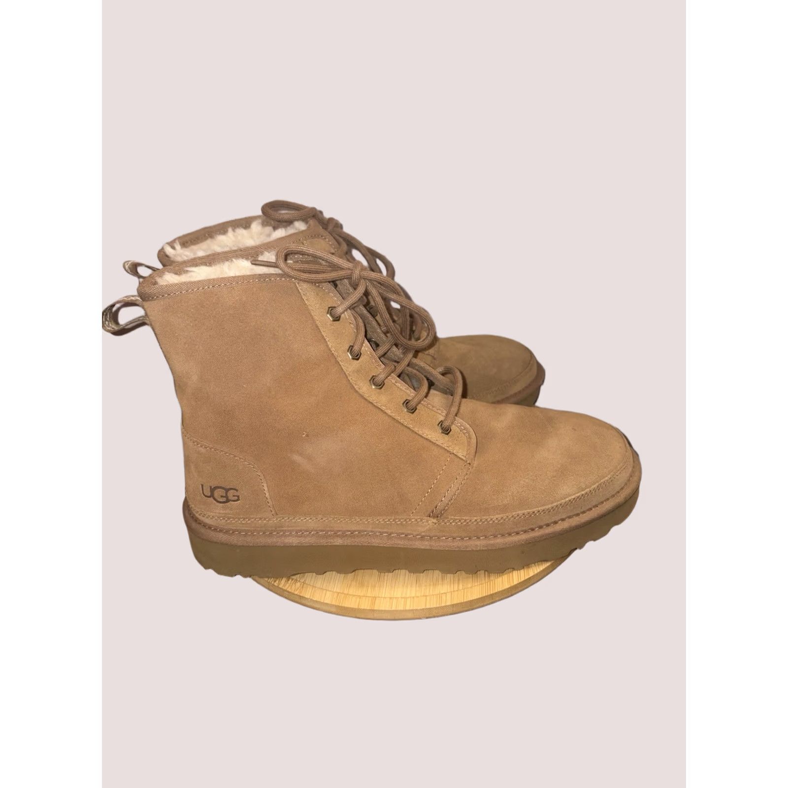 UGG NEUMEL HIGH CHESTNUT SUEDE SHEEPSKIN MEN\'S LACE UP BOOTS SIZE 10.5/11 UGG Boot Men\ main image 4
