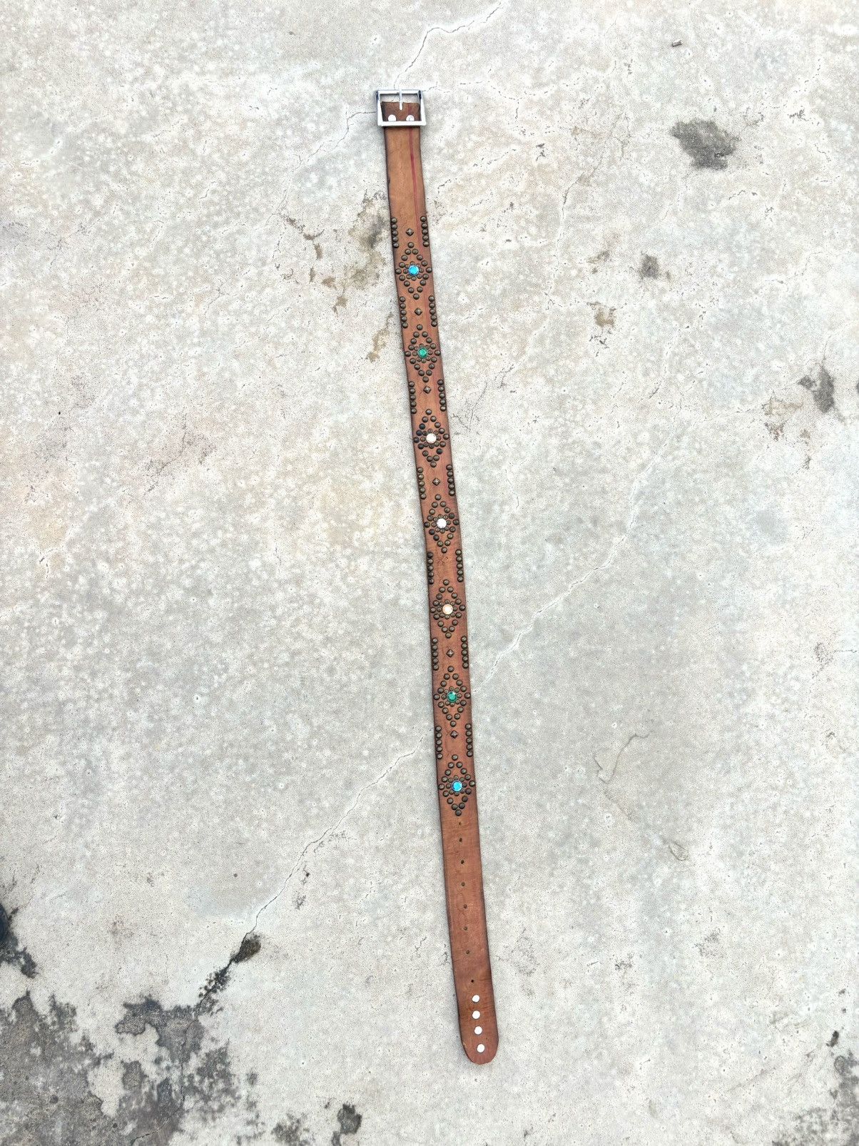 Japanese Brand Leather Design Studded Belt Rare size 35-40 Size ONE SIZE - 6 Thumbnail