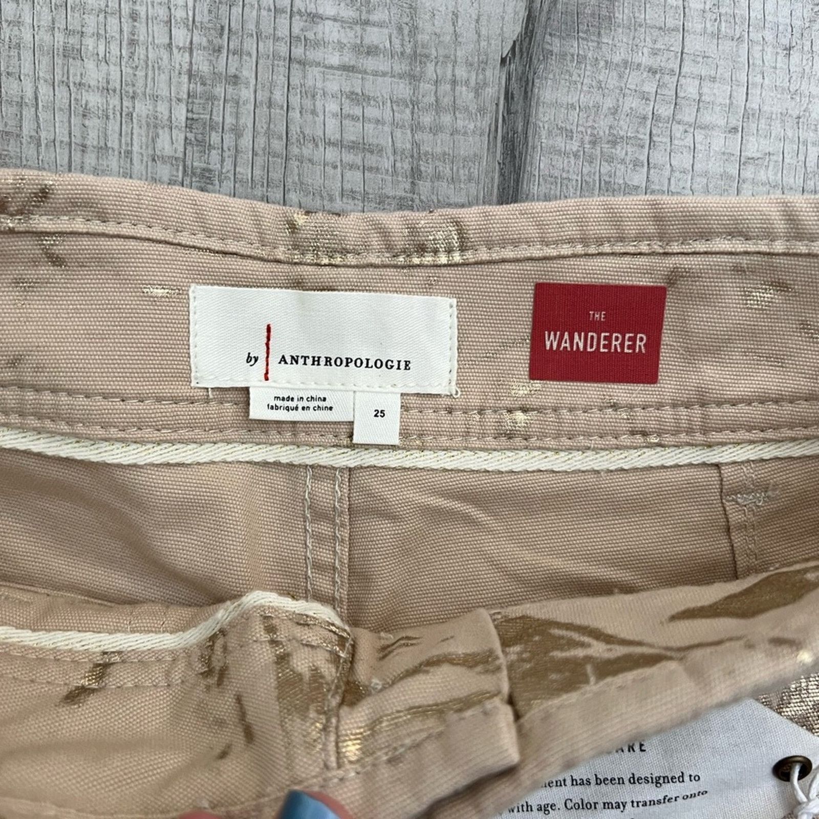 Anthropologie Anthropologie Wanderer utility pant khaki and gold painted Size 28" / US 6 / IT 42 - 6 Thumbnail