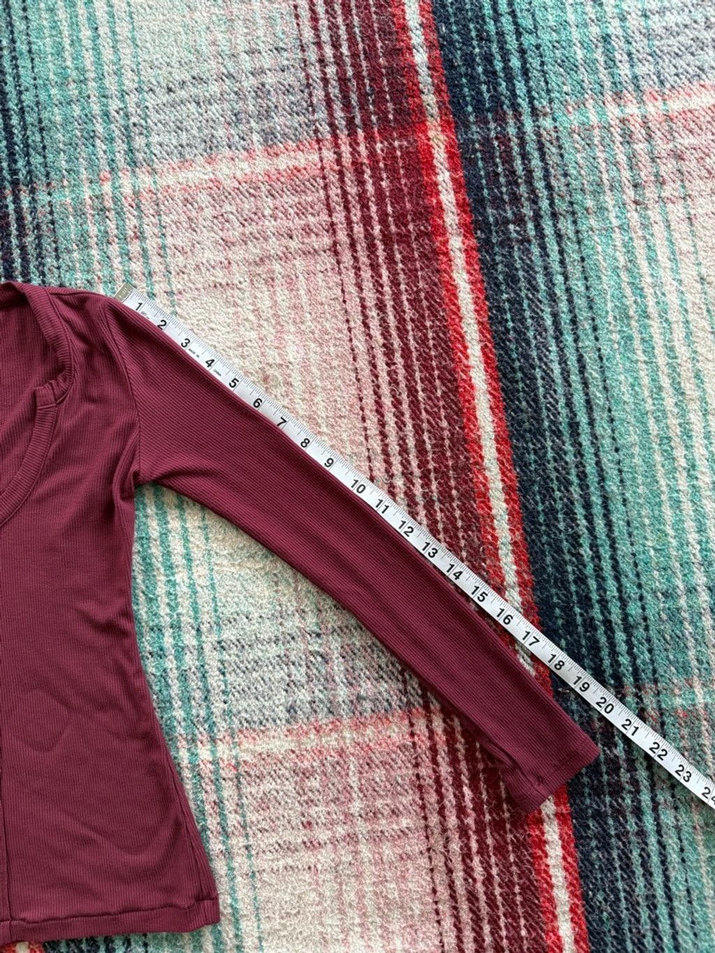 SKIMS Women's SKIMS Burgundy Ribbed Long Sleeve Top XS Size XS / US 0-2 / IT 36-38 - 7 Thumbnail