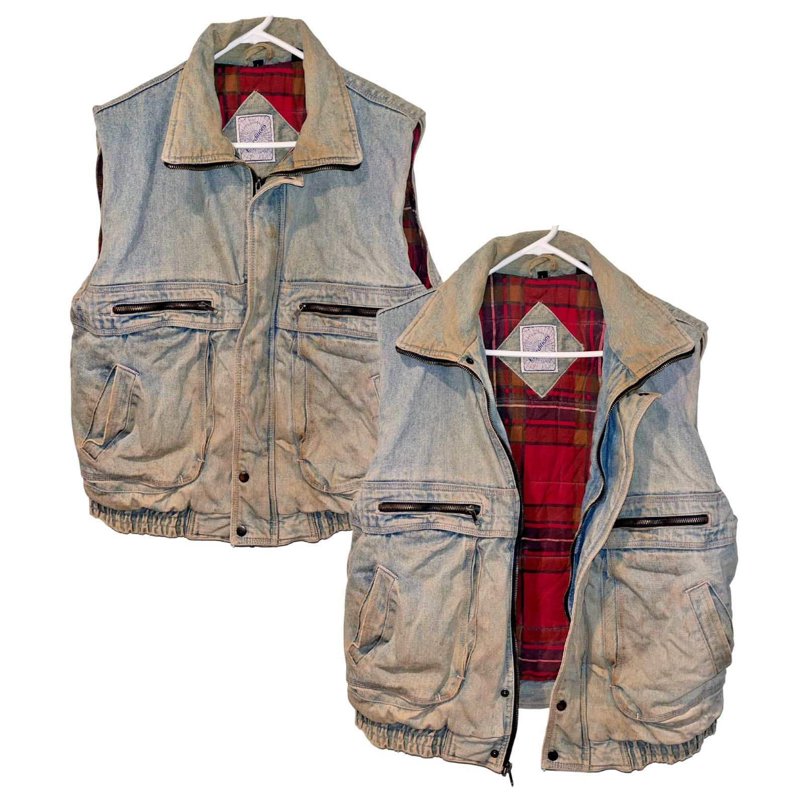 Other Expeditions Denim Vest Flannel Lined Distressed Men’s L Size US L / EU 52-54 / 3 - 2 Thumbnail