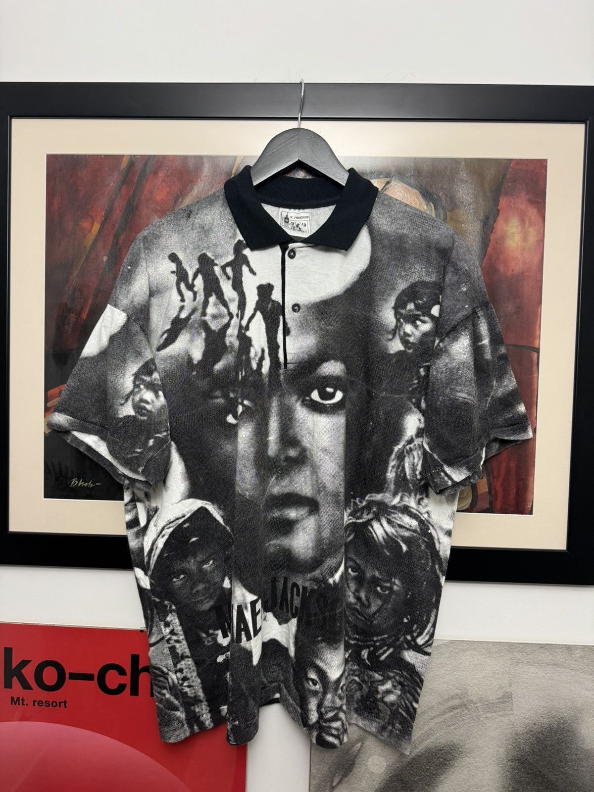 Band Tees Vintage 90s Michael Jackson Fullprint Polo Tee Pop Star Size US XL / EU 56 / 4 - 1 Thumbnail