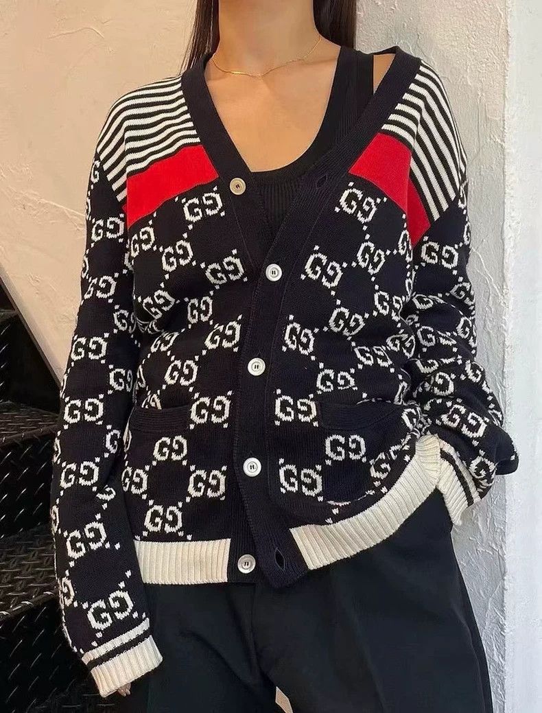 Gucci gucci double g print red blue striped cardigan Size US XS / EU 42 / 0 - 5 Thumbnail