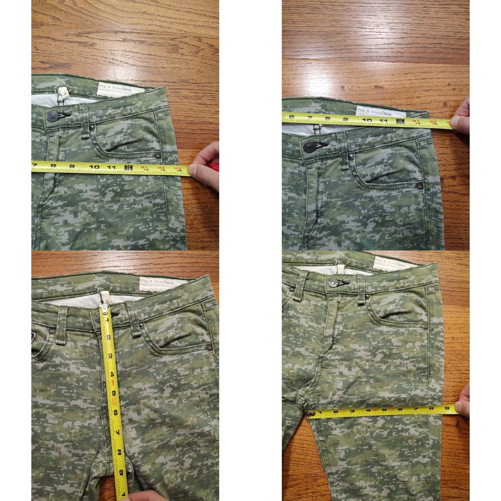 Rag & Bone Rag & Bone Jeans Womens Skinny Low Rise Slim Stretch 5-Pocket Green Camouflage 27 x 28 | Denim Cotton Spandex Tencel USA Vintage N/A Size 27" / US 4 / IT 40 - 8 Thumbnail