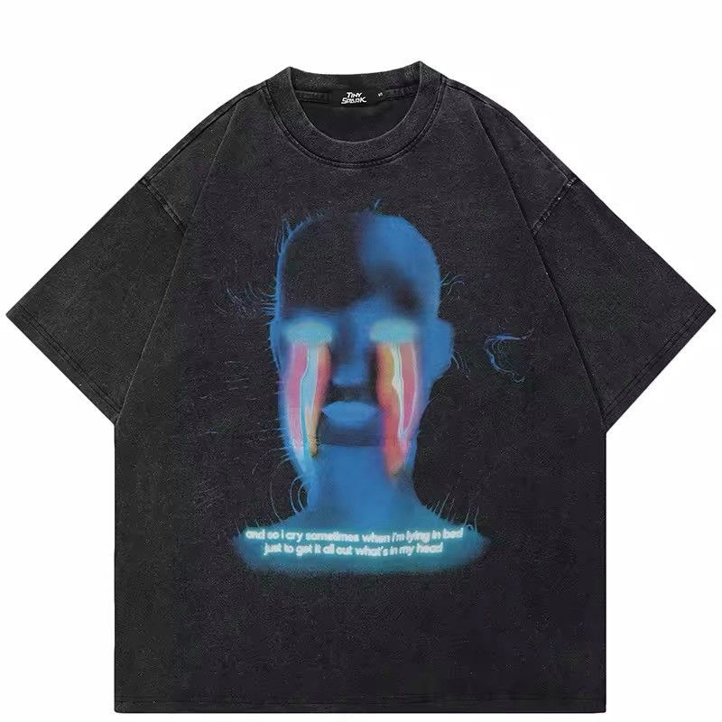 Designer × Vintage Design Abstract Graphic Washed T Shirt y2k Size US L / EU 52-54 / 3 - 1 Thumbnail