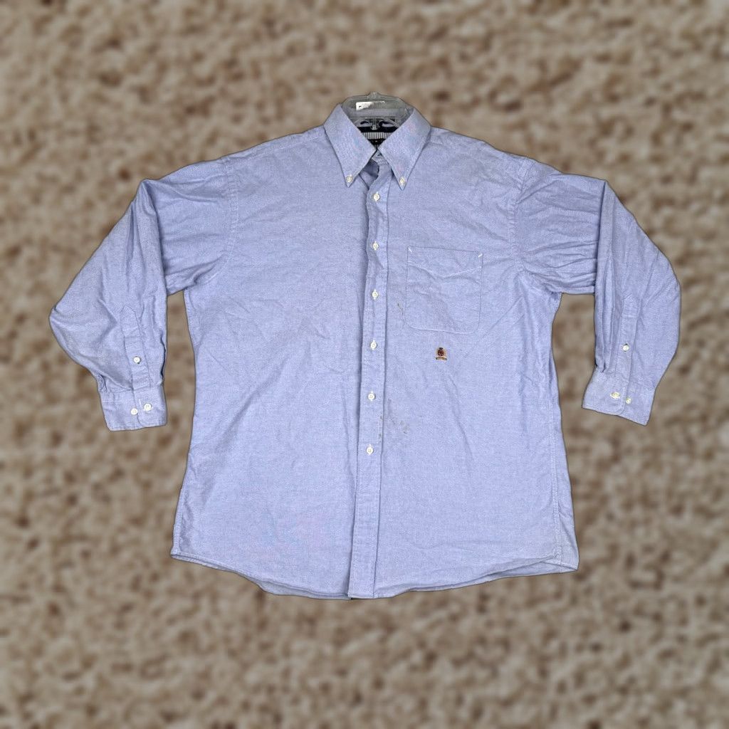 Tommy Hilfiger Tommy Hilfiger Shirt Men XL Blue Button Up Long Sleeve Pocket Casual Workwear 16 32-33 Regular Chest 40 in Cotton Woven Button-Down Collar Size US L / EU 52-54 / 3 - 1 Thumbnail