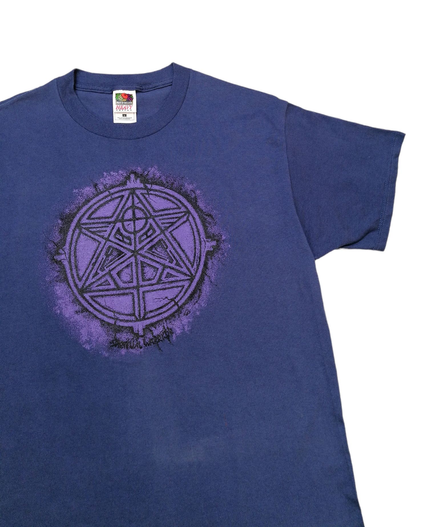 Fruit Of The Loom × Vintage Vintage Spiritual Warrior T-Shirt Pentagram Logo Size US M / EU 48-50 / 2 - 4 Thumbnail