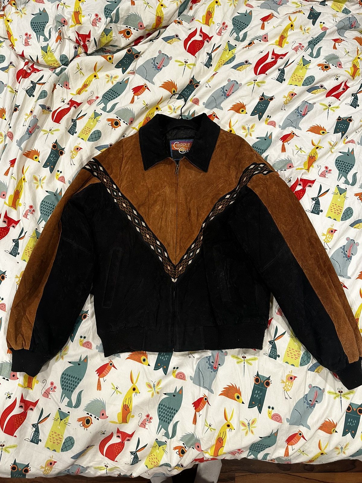 image of Made In USA x Vintage Cripple Creek Suede Cowboy Jacket in Brown, Men's (Size Medium)