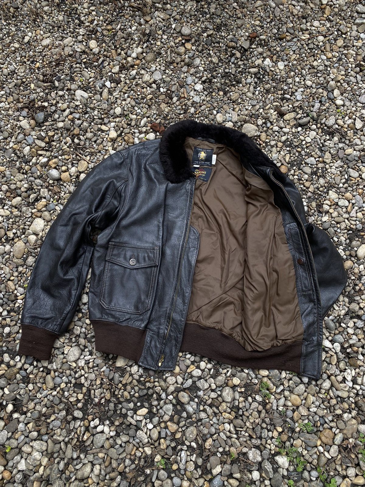 Golden Bear × Vintage Vintage 70s Golden Beat Goat Skin Leather G1 Flight Jacket Size US M / EU 48-50 / 2 - 10 Thumbnail