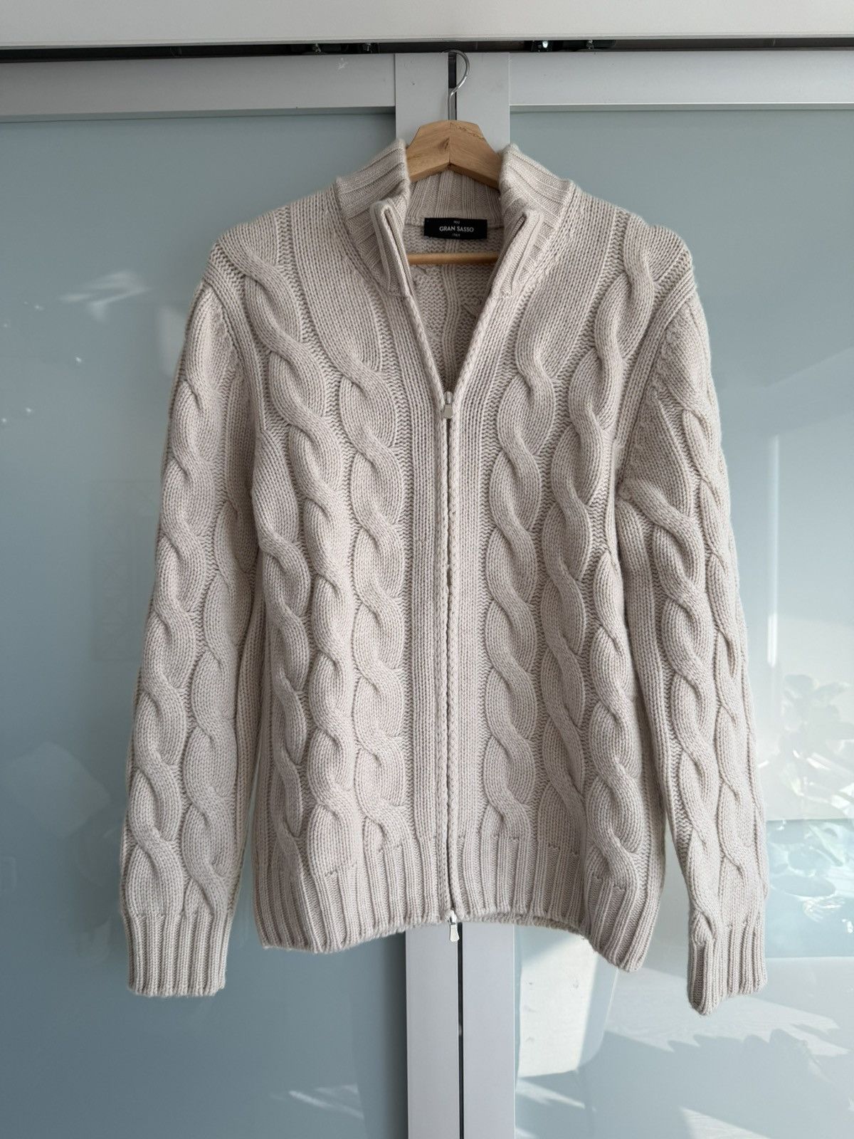 Gran Sasso Cable Knit Cashmere Full Zip Sweater Size US M / EU 48-50 / 2 - 1 Thumbnail