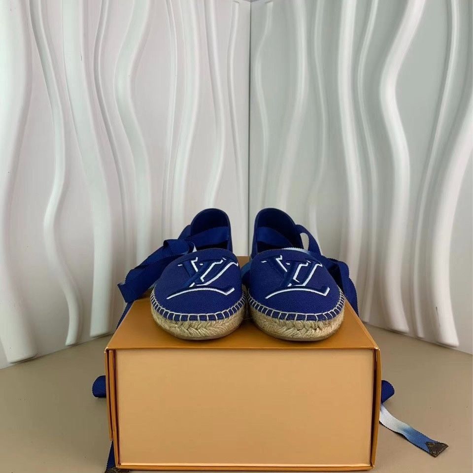 Louis Vuitton Louis Vuitton Lv Starboard Womens Blue Linen Flat Sandals Si Size US 6 / IT 36 - 1 Thumbnail