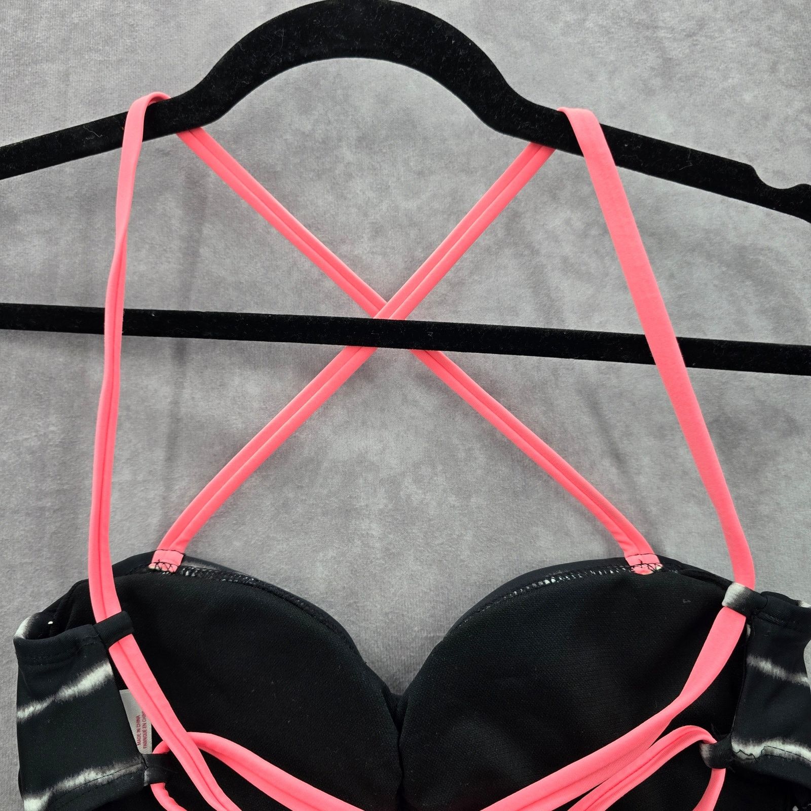 Other Xhilaration Black Pink String Bikini Top Swimwear Medium Size ONE SIZE - 6 Thumbnail