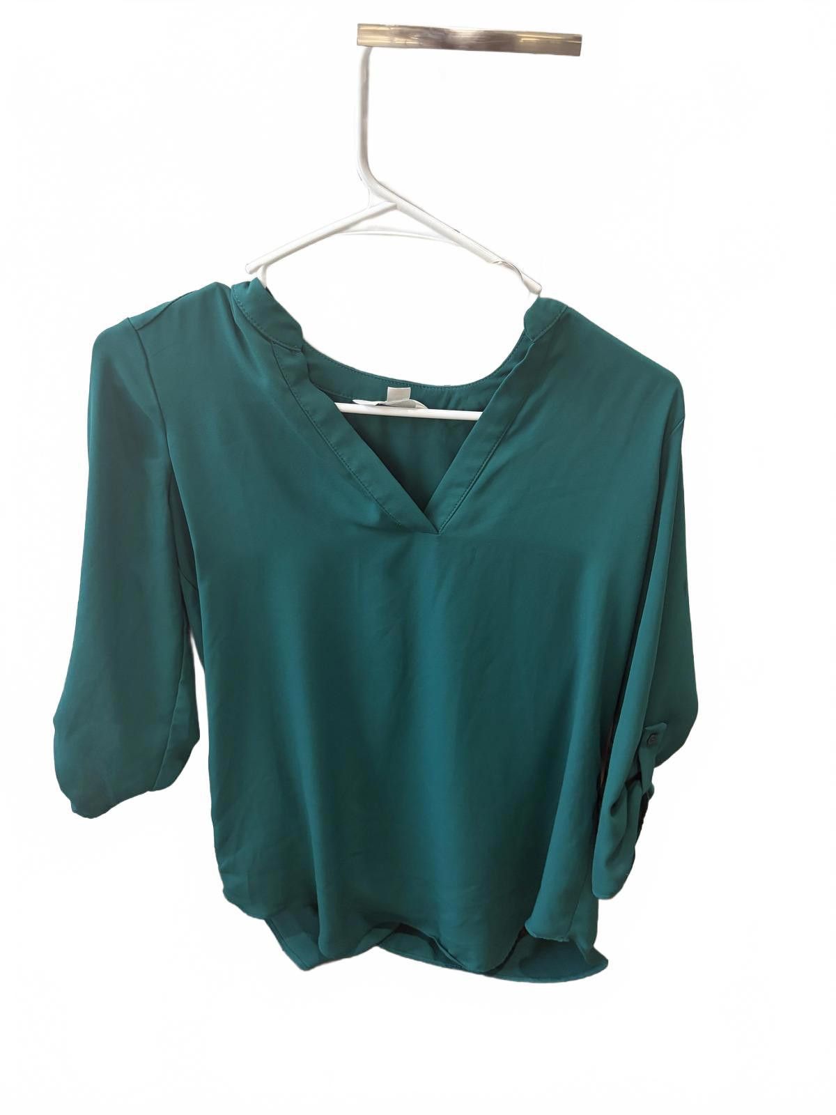 Decree Decree Women's Forrest Green V-Neck Blouse XS Size XS / US 0-2 / IT 36-38 - 1 Thumbnail