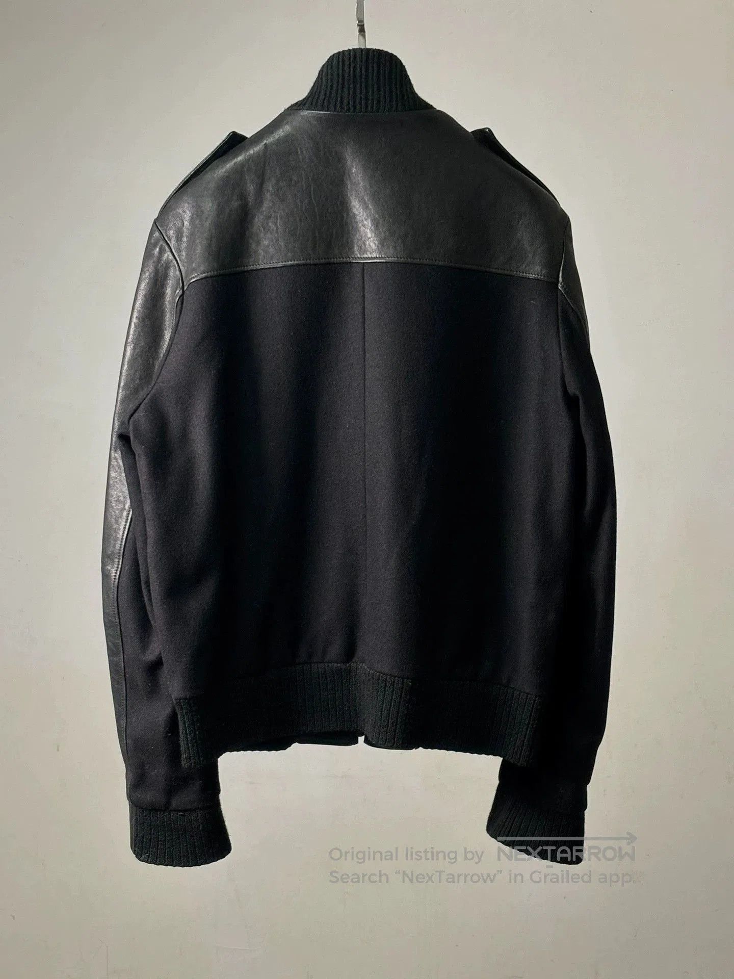 Maison Margiela Black Leather er Jacket with Ribbed Trim . Size US M / EU 48-50 / 2 - 5 Thumbnail