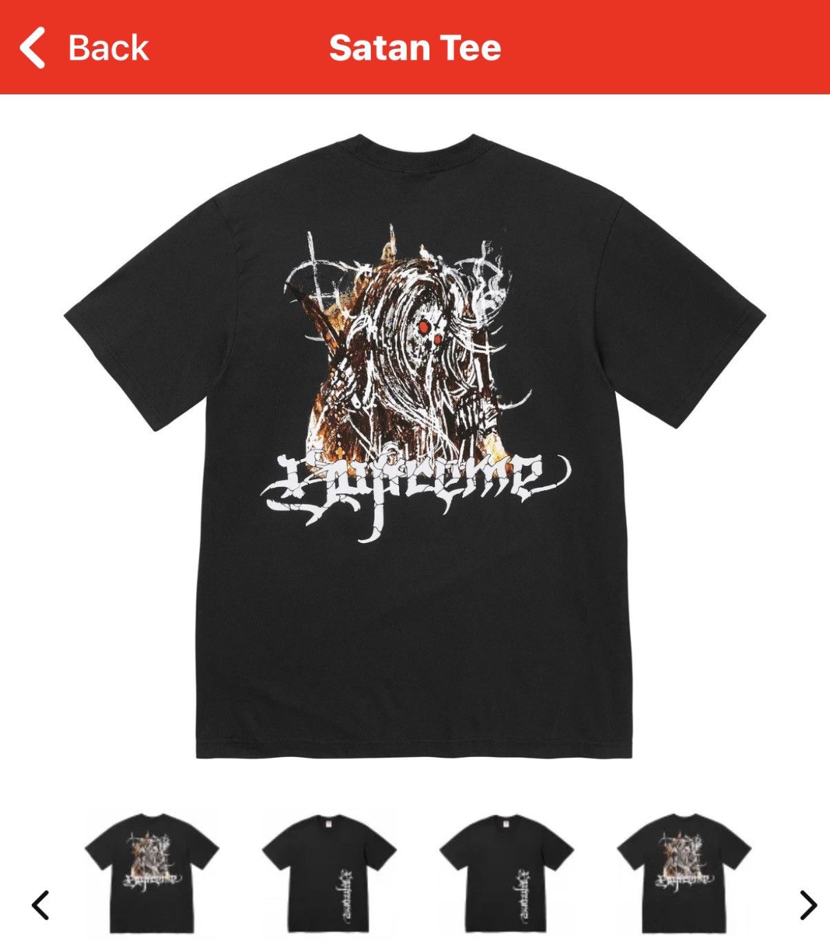 Tシャツ・カットソー Supreme Satan T-Shirt Black Supreme Satan Tee - Size Medium - Black - NEW | eBay