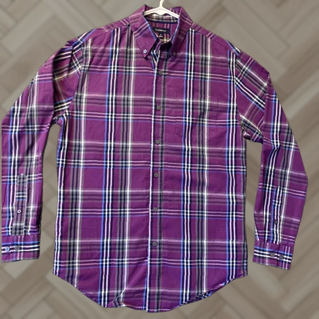Croft & Barrow Croft & Barrow Croft Barow Shirt Mens S Purple Blue Plaid Button-Up Adult 39-68 Regular Button Size US S / EU 44-46 / 1 - 1 Thumbnail