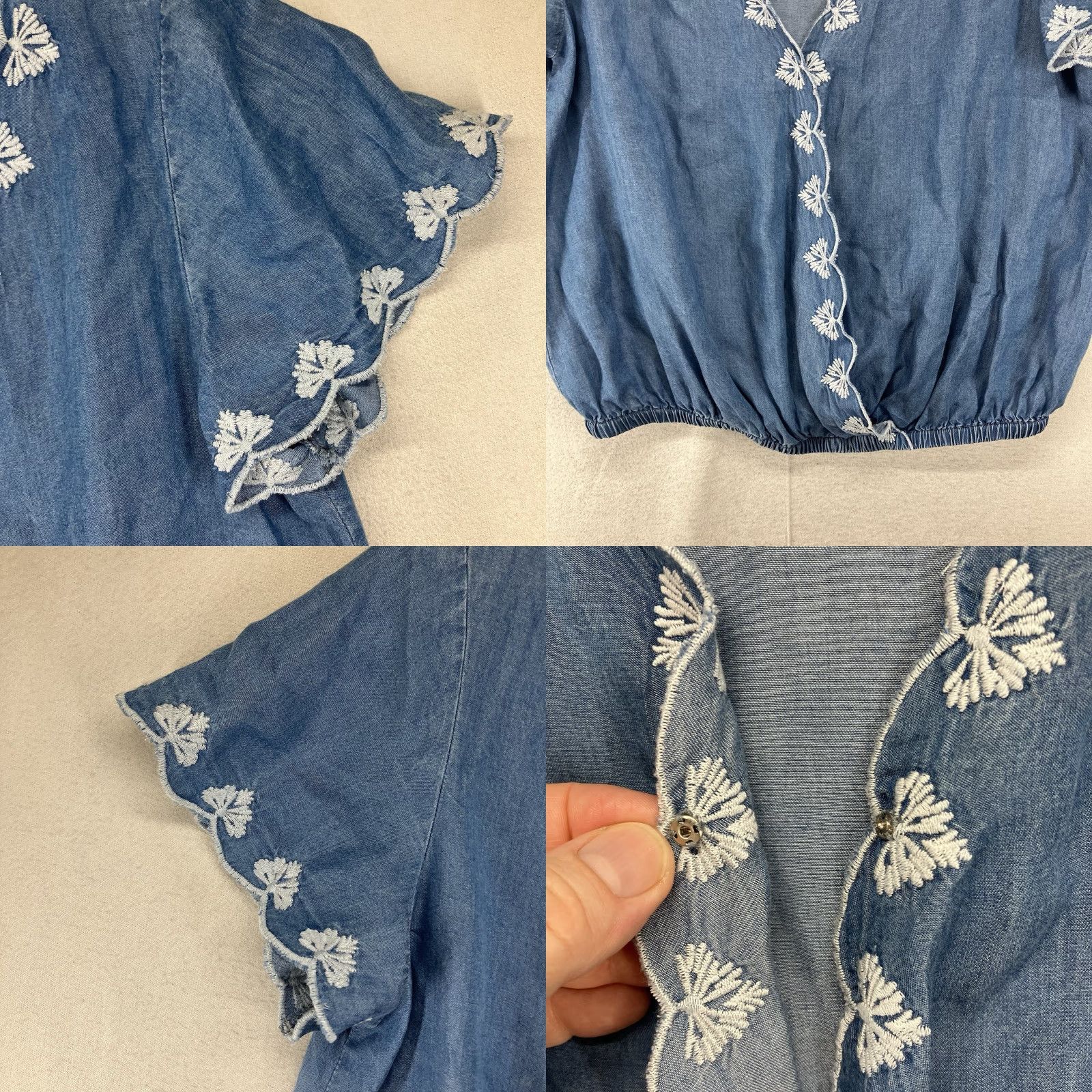 Vintage VINTAGE 1250'C Women's Chambray Shirt Small Casual Bohemian Western Blue Embroidered Lyocell Size S / US 4 / IT 40 - 8 Thumbnail