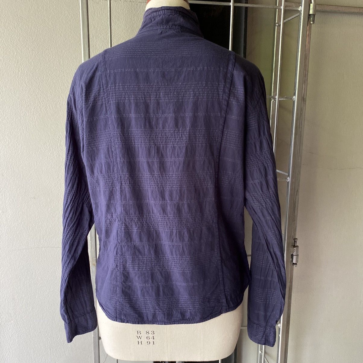 Issey Miyake Plantation Navy Textured Stand Collar Shirt Size M / US 6-8 / IT 42-44 - 20 Thumbnail