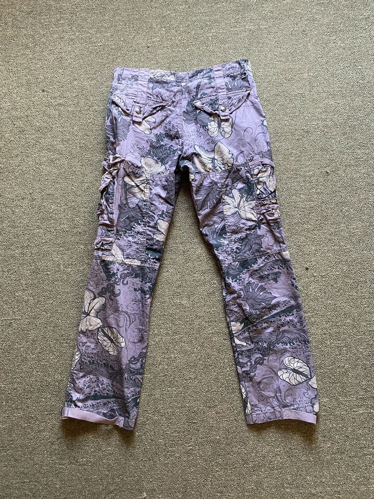 Request Jeans × Vintage Y2K Request Hawaiian Print Cargo Pants Size US 34 / EU 50 - 2 Thumbnail