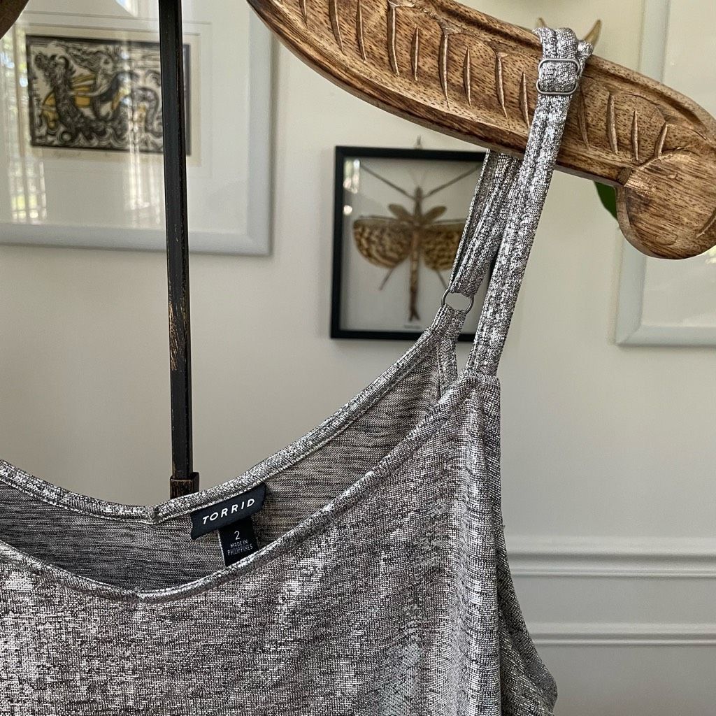Other Torrid Foil Hacci Swing Cami Silver Metallic Adjustable Stra Size XXL / US 16-18 / IT 52-54 - 2 Thumbnail