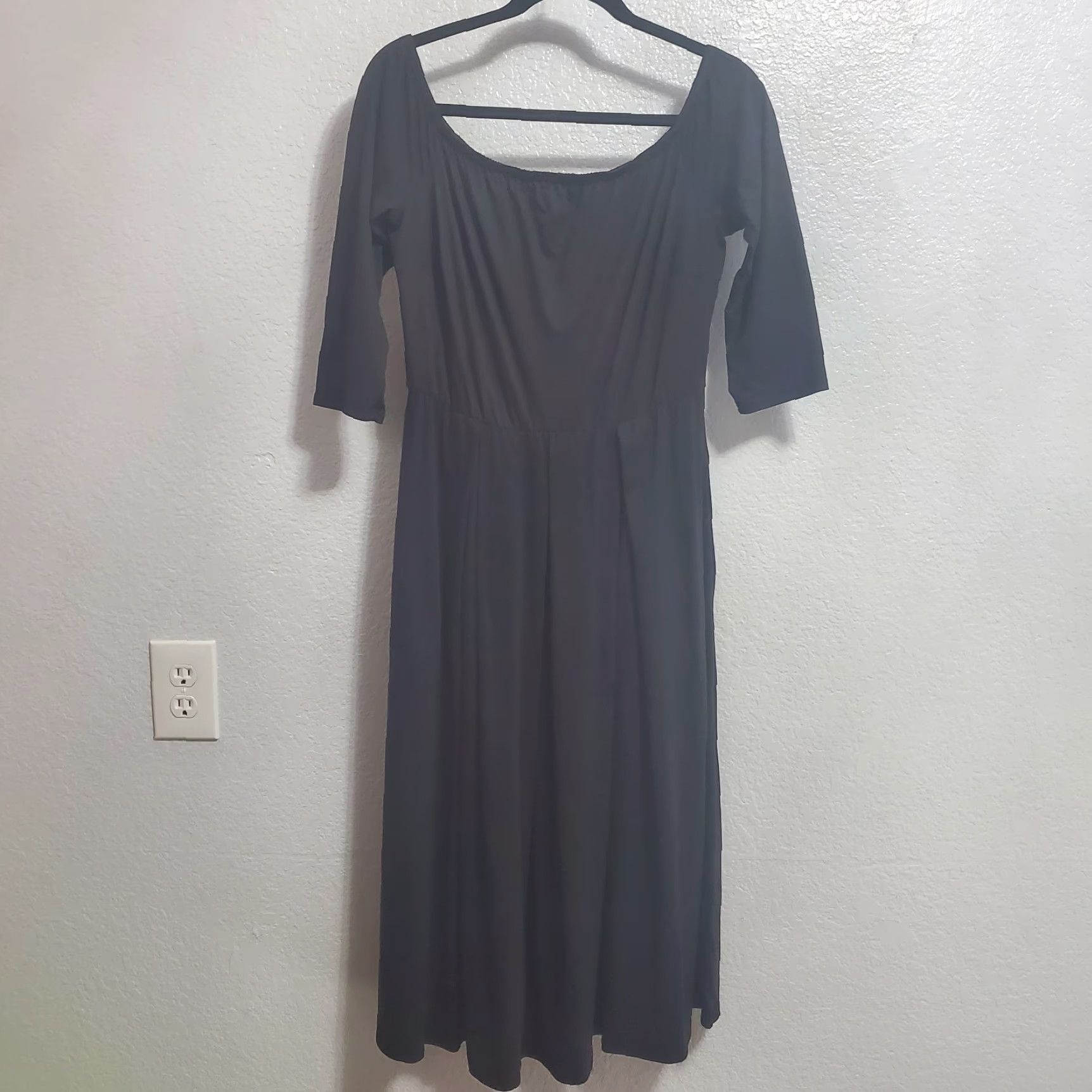 Black Halo VINTAGE AJ My Amelia James Midi Dress Women XL Black Half Sleeve Pockets Flowy Balletcore Size XL / US 12-14 / IT 48-50 - 2 Thumbnail