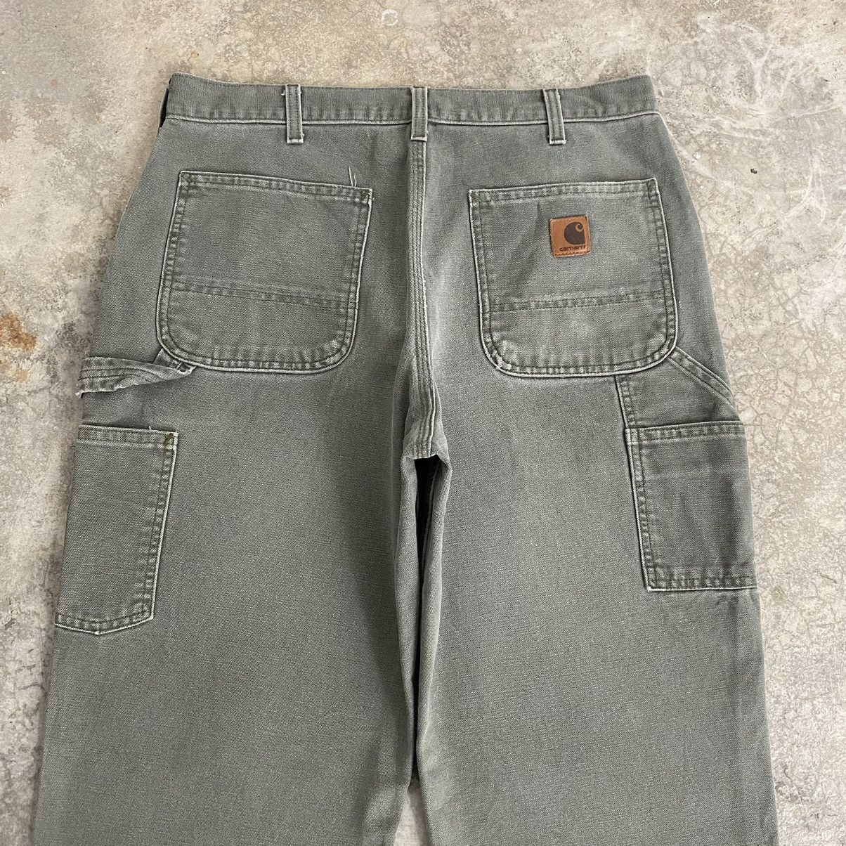 Carhartt Vintage Carhartt Faded Moss Green Carpenter Work Pants Size US 33 - 17 Thumbnail