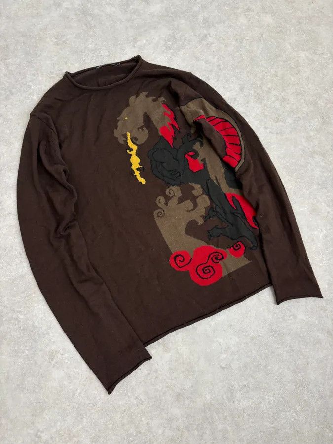 Marithe + Francois Girbaud 2000s Marithé + François Girbaud Fire Dragon Brown Sweater Size US S / EU 44-46 / 1 - 4 Thumbnail