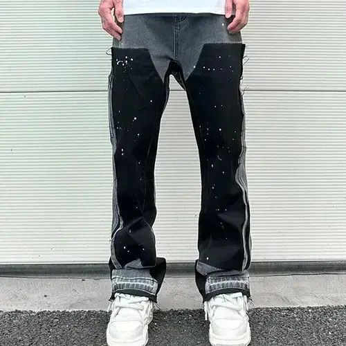 VIBE Splash Ink Painted Washed Micro Elastic Denim Logging Pants Size US 32 / EU 48 - 1 Thumbnail