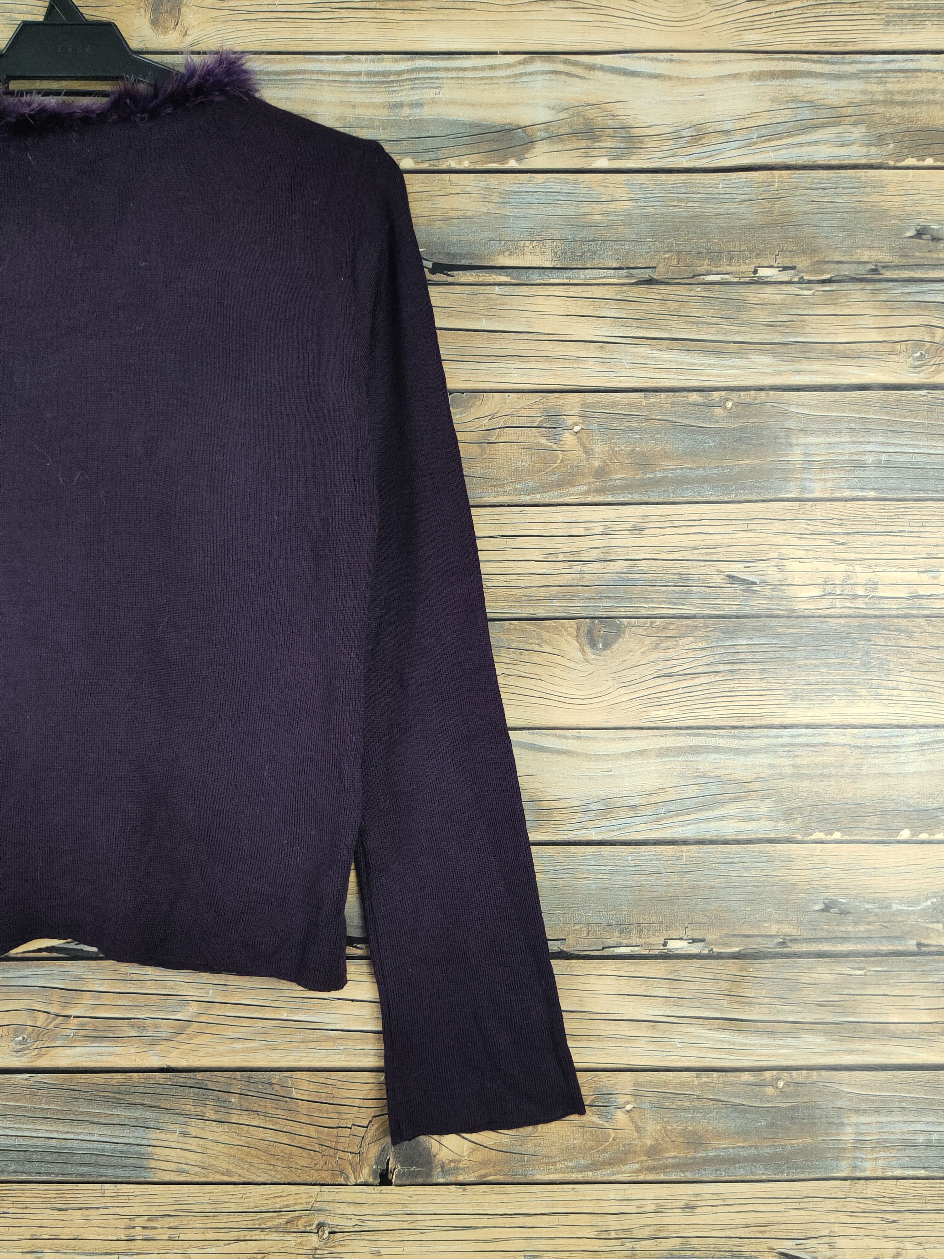 Homespun Knitwear Indio Dark Purple shaggy fur Knitwear Cardigan #W2175 Size L / US 10 / IT 46 - 9 Thumbnail