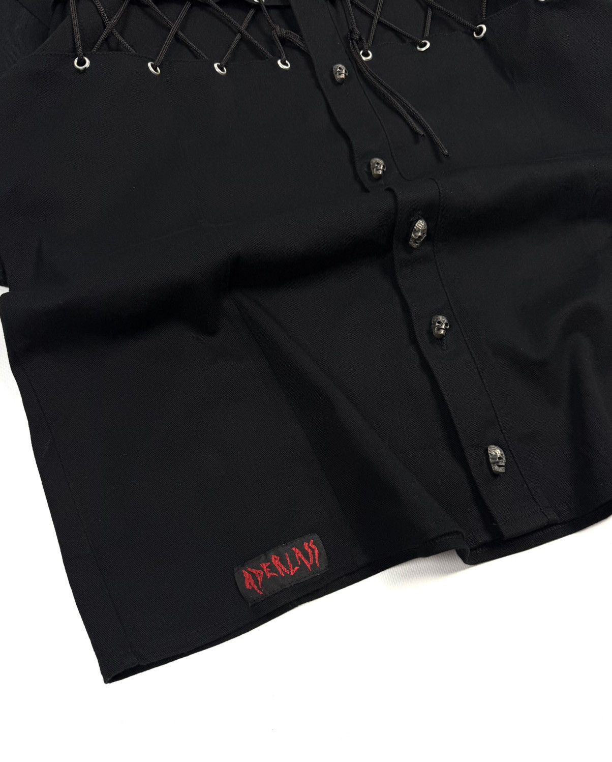 Killstar Aderlass Gothic Punk Shirt Skull Buttons Lace Up Avant Garde Size US XXL / EU 58 / 5 - 11 Thumbnail