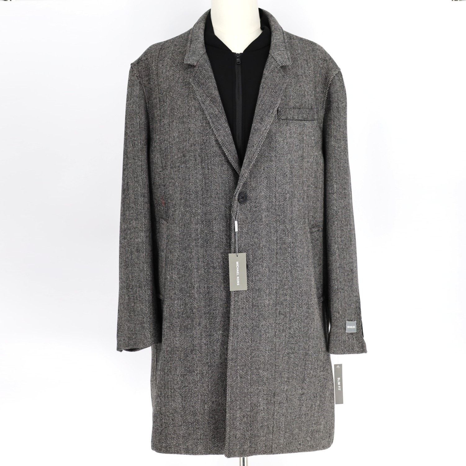 Michael Kors Michael Kors Men's Herringbone Pike Classic-Fit Overcoat 50R Size US XXL / EU 58 / 5 - 4 Thumbnail