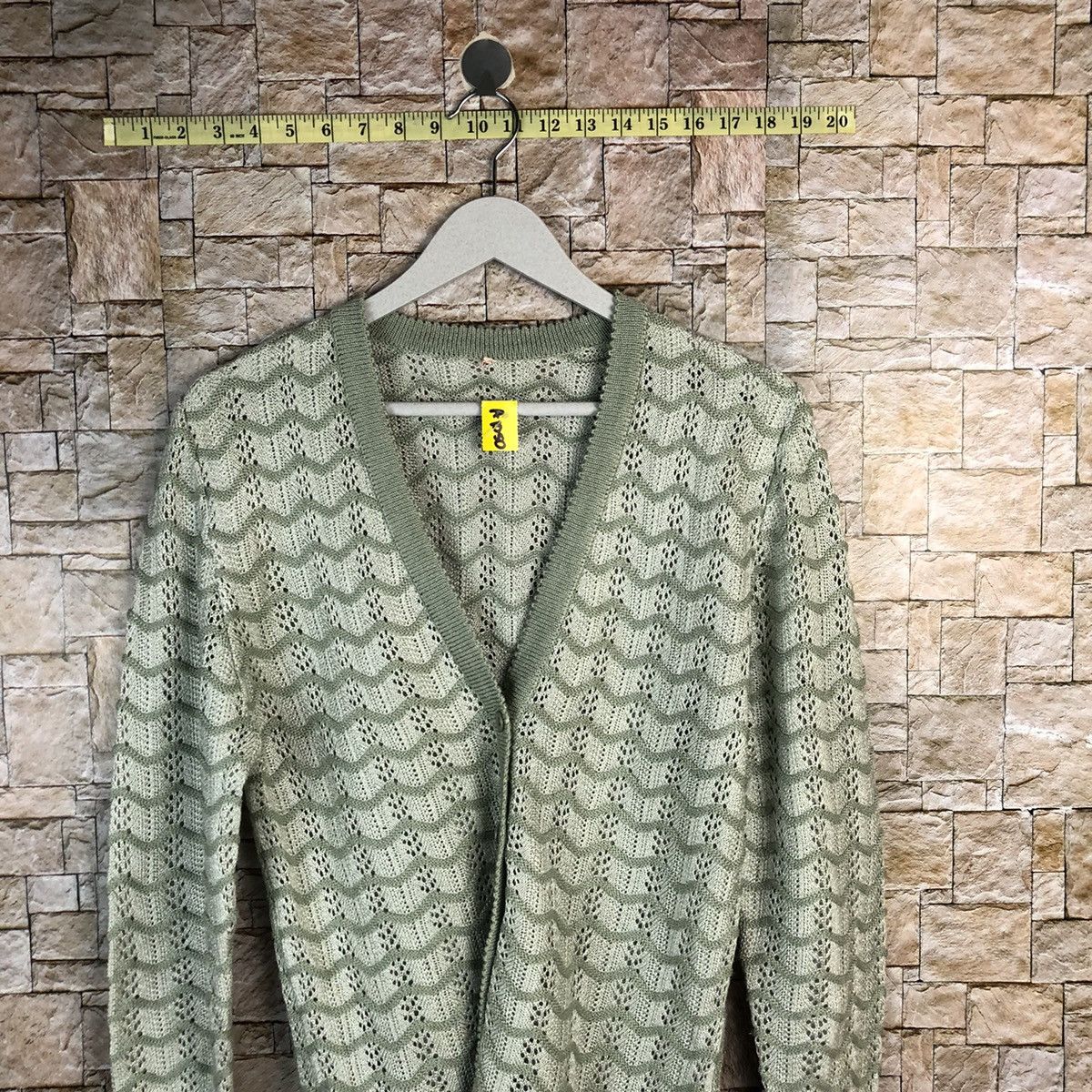 Homespun Knitwear × Japanese Brand Japan vintage Green crochet meshnet Cardigan Knitwear #A1050 Size S / US 4 / IT 40 - 2 Thumbnail