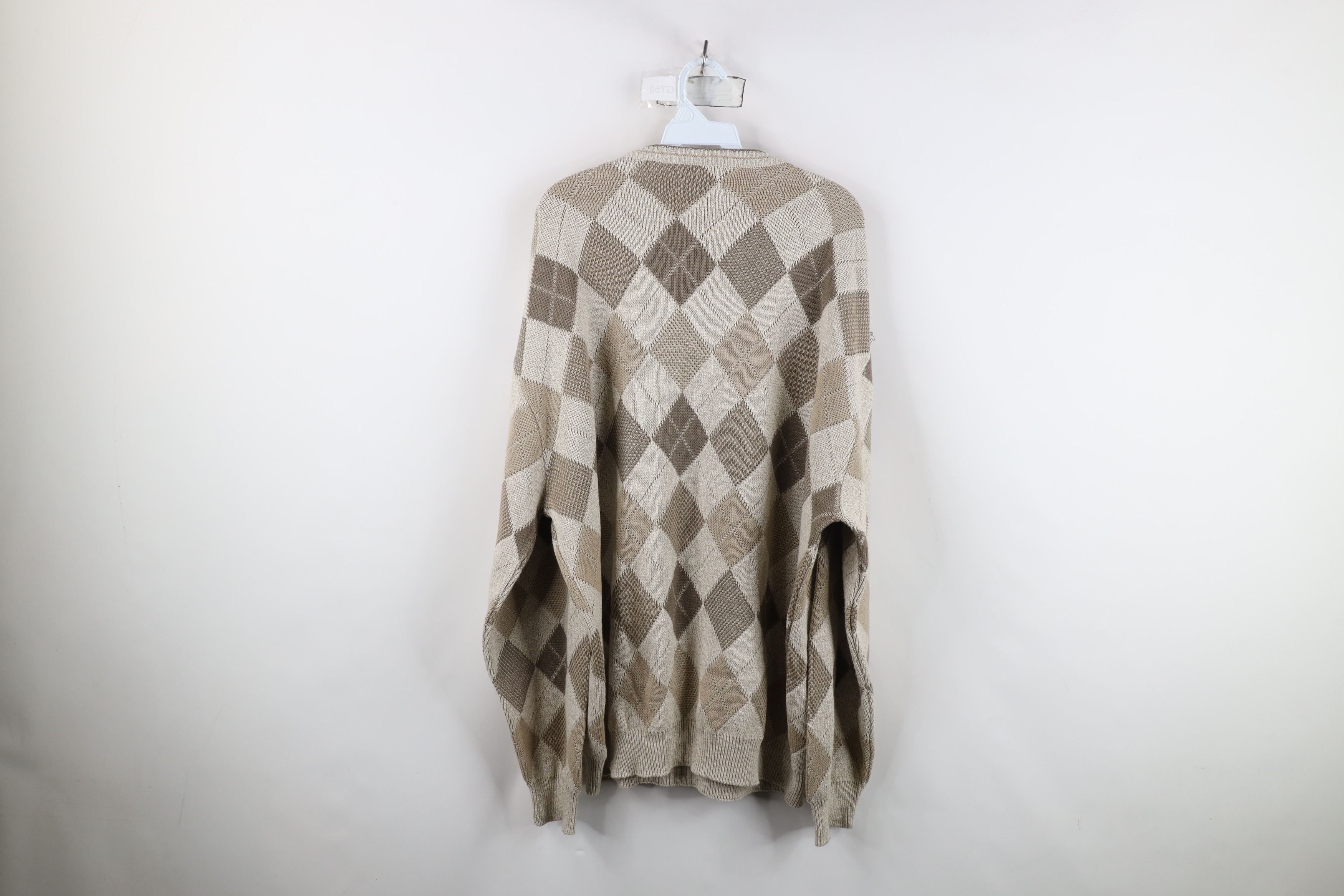 Vintage Vintage 90s Streetwear Diamond Knit V-Neck Sweater USA Size US XL / EU 56 / 4 - 12 Thumbnail