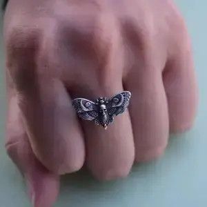 VIBE Skull Death Moth Ring Trap Gothic Bee Hard Jewelry Horror Size ONE SIZE - 4 Thumbnail