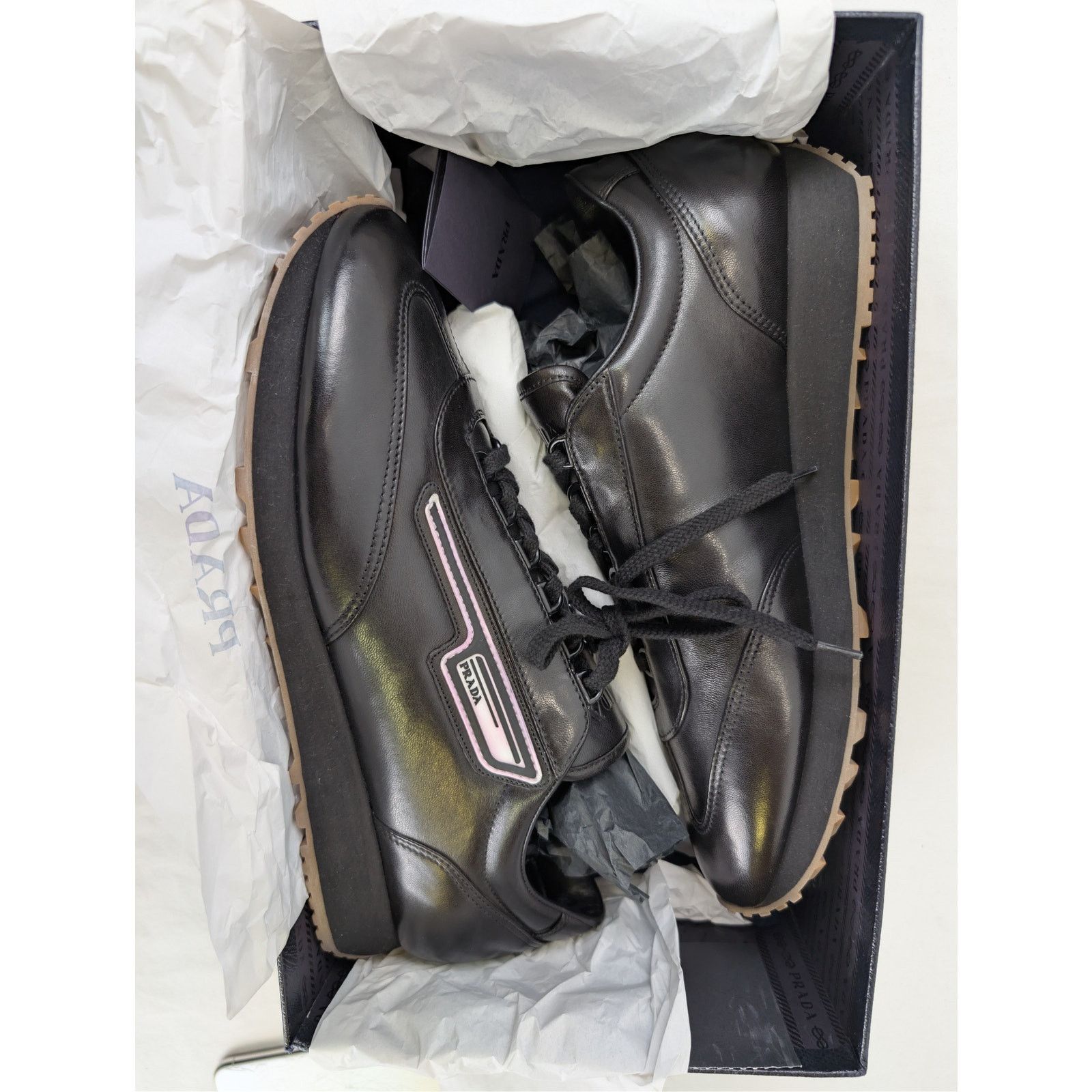 Prada o1rshd1 Leather Sneakers in Black Size US 10.5 / EU 43-44 - 17 Thumbnail