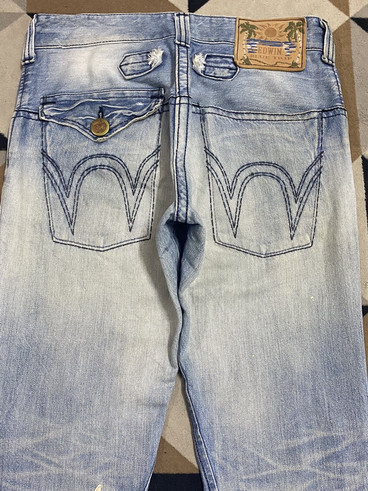 Edwin Vintage Edwin Blue Trip Faded Wash Distressed Jeans Size US 32 / EU 48 - 4 Thumbnail