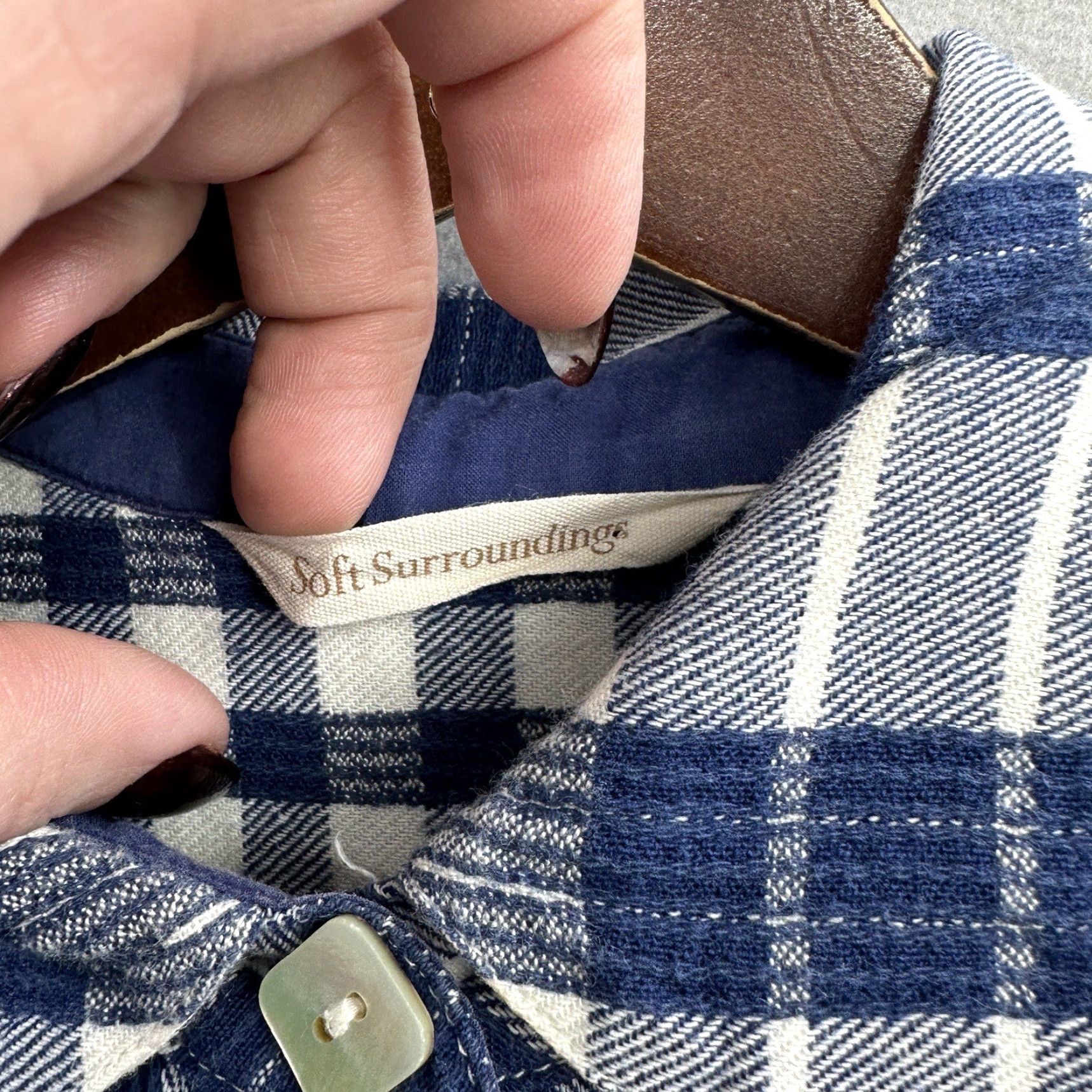Soft Surroundings Soft Surroundings Tunic Womens XS Blue Plaid Flannel Long Sleeve Button Front Cozy Casual Blouse Size XS / US 0-2 / IT 36-38 - 7 Thumbnail