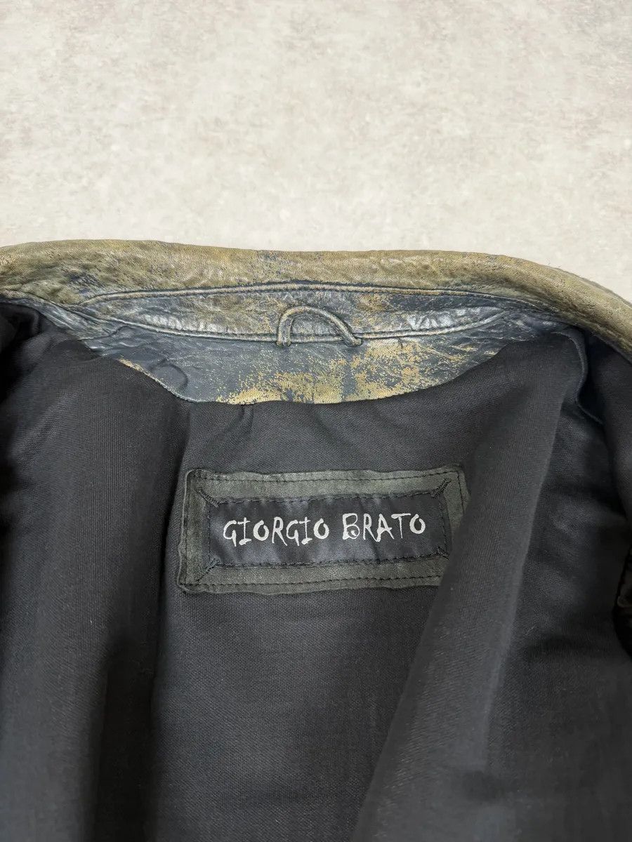 Giorgio Brato 2000s Giorgio Brato Aged Raw Brown Leather Jacket Size US S / EU 44-46 / 1 - 14 Thumbnail