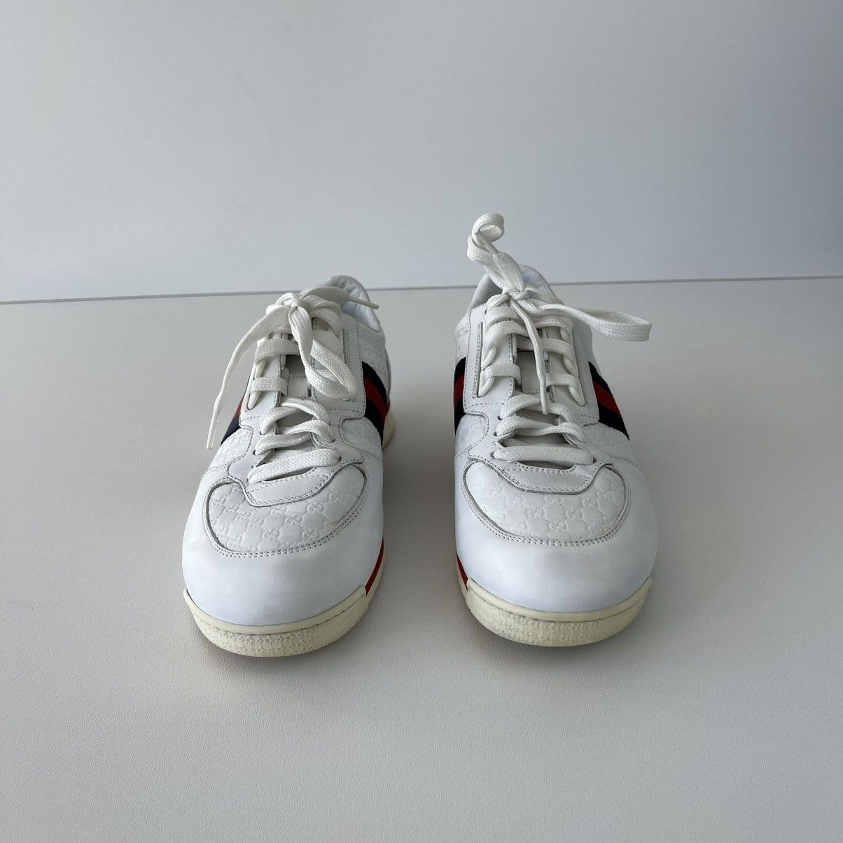 Gucci Gucci Web Leather Monogram Vintage Sneakers White 233334 Size US 7.5 / EU 40-41 - 3 Thumbnail