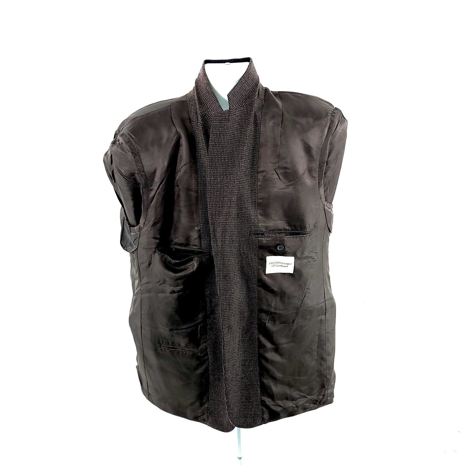 Pronto Uomo Pronto Uomo Tweed Wool 2 Button Sport Coat 44R Brown Blue Ta Size 44R - 12 Thumbnail