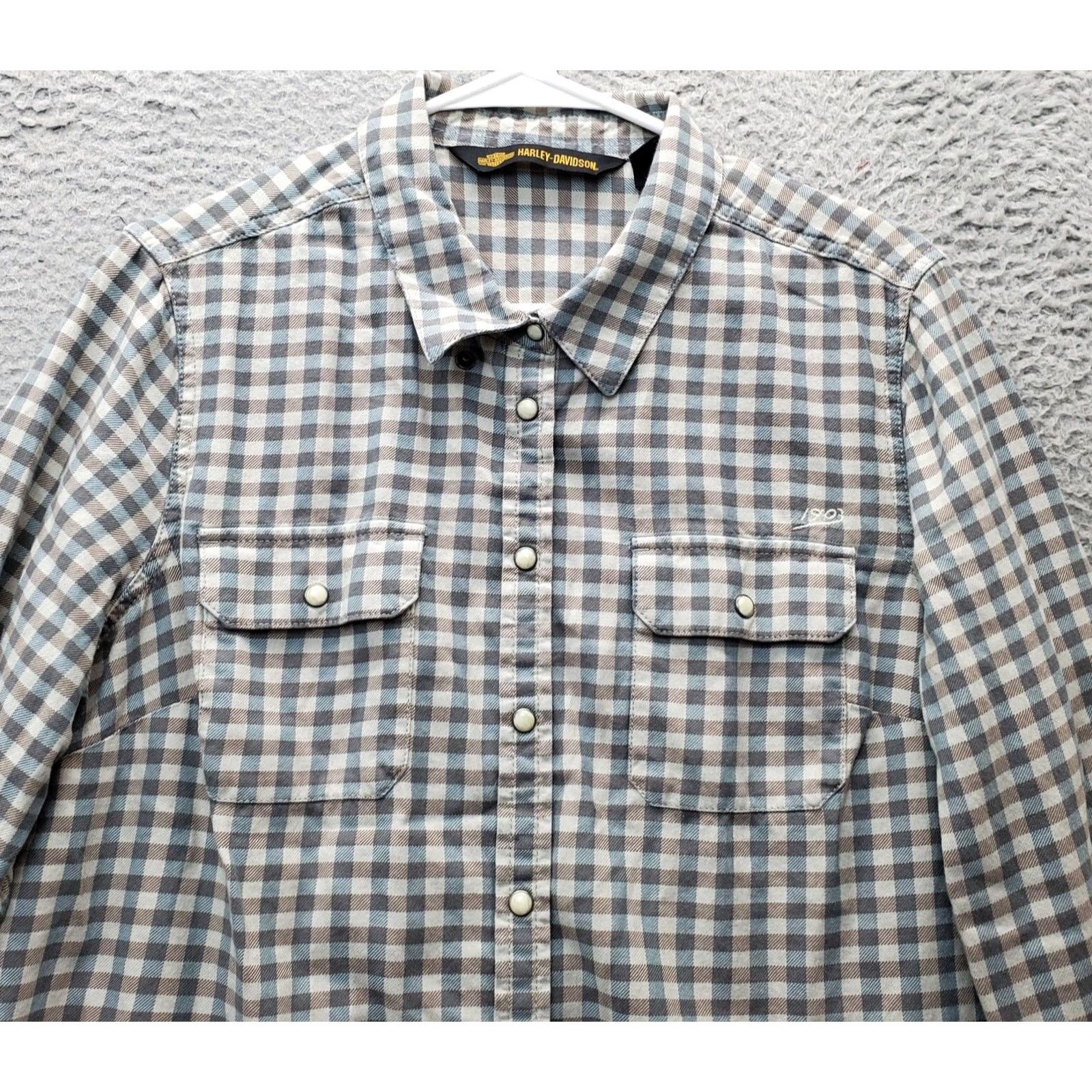 Harley Davidson Harley-Davidson Motorcycles Shirt Womens XL Multicolor Check Pearl Snap Button Down Size XL / US 12-14 / IT 48-50 - 2 Thumbnail
