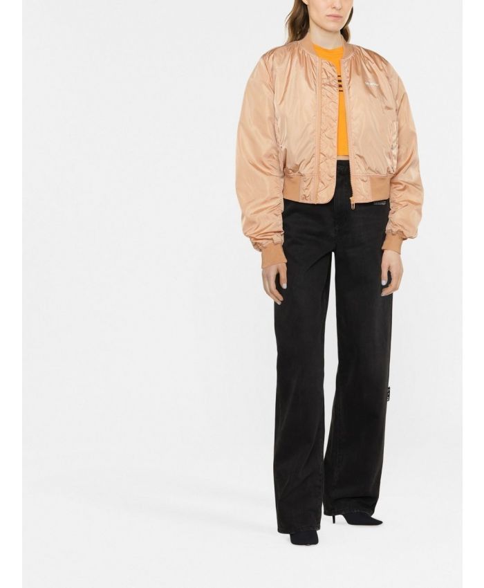 Off-White o1gr1nt1124 Diag Bomber Jacket in Brown Size M / US 6-8 / IT 42-44 - 2 Thumbnail