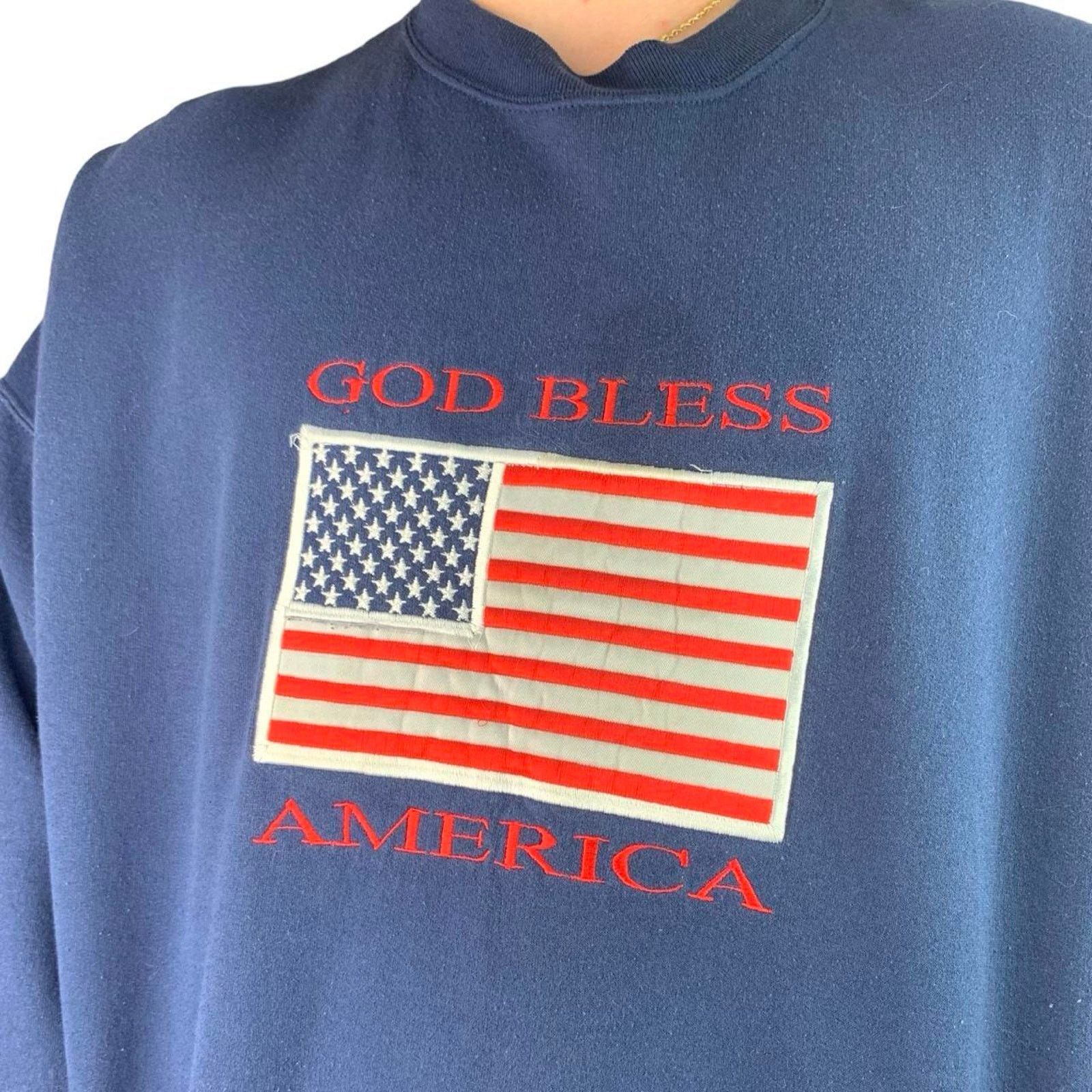 Vintage Vintage 90s Patriotic Embroidered Crewneck Sweatshirt Size US XXL / EU 58 / 5 - 2 Thumbnail
