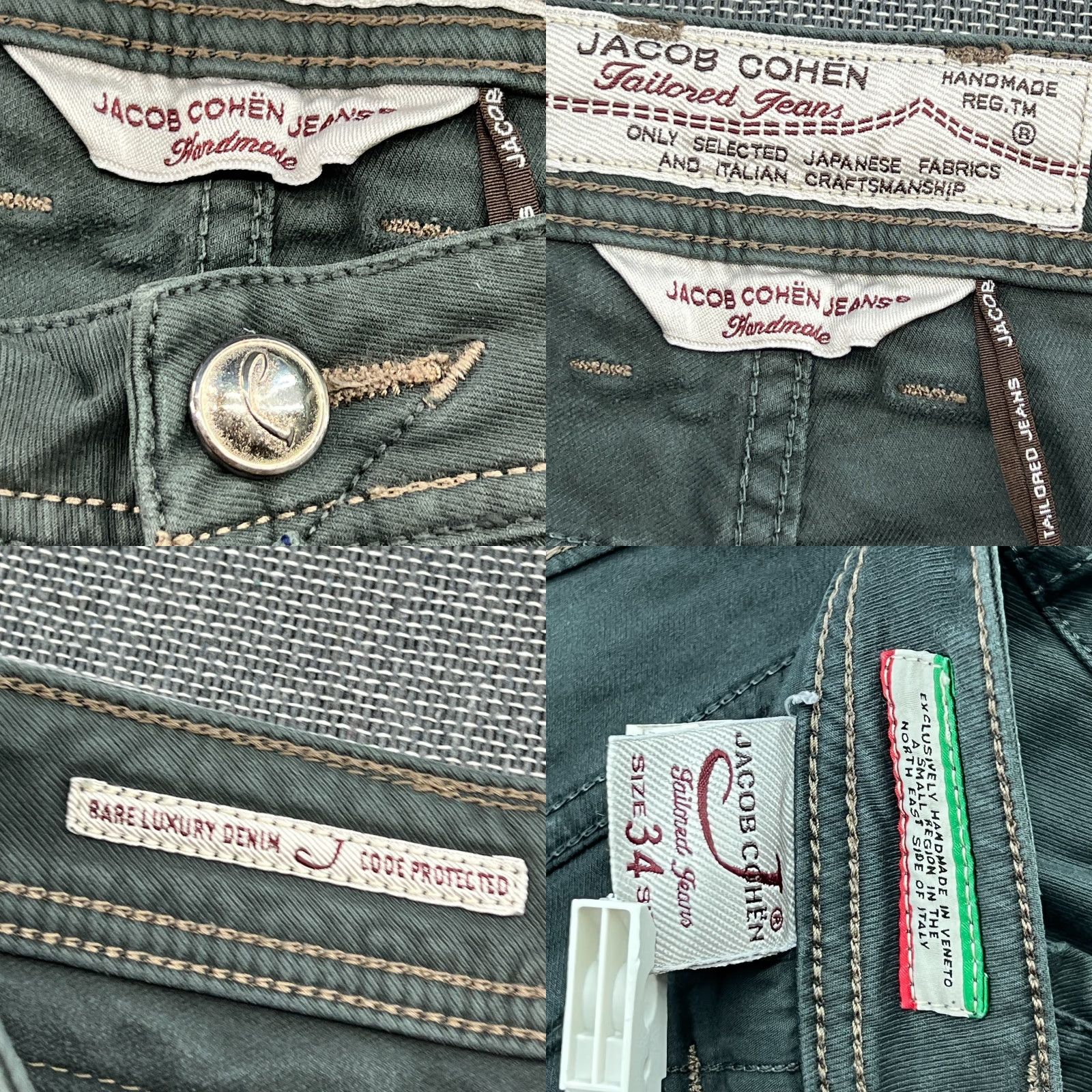 Jacob Cohen Jacob Cohen PW606 Mens Jeans W35 L29.5 Green Denim Straight Mid Rise Comfort Jeans Size US 35 - 9 Thumbnail