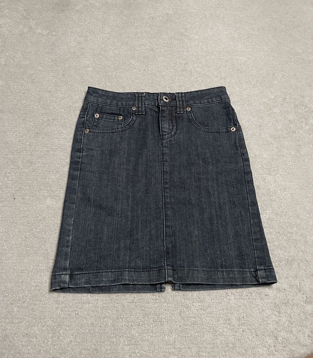Vintage Vintage Denim Jeans Navy Midi Skirt Cross Crystals Drip Size 25" / US 0 / IT 36 - 5 Thumbnail