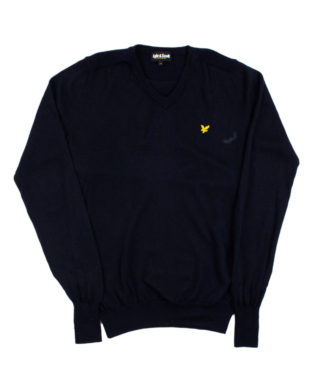 Lyle & Scott Lyle & Scott Merino Wool V-Neck Knitted Navy Jumper Sweater Size US M / EU 48-50 / 2 - 1 Thumbnail