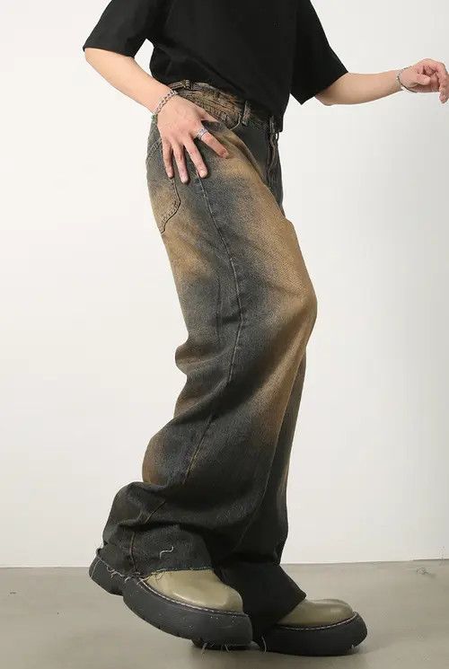 Japanese Brand × Jean Washed distressed rust-colored denim loose wide-leg Size US 32 / EU 48 - 3 Thumbnail
